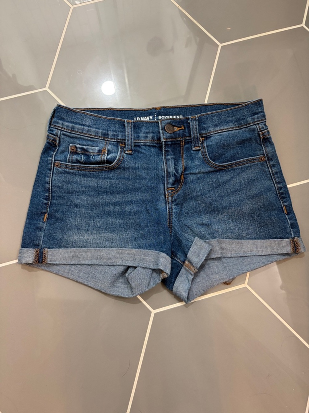 Old Navy Blue Rolled-Hem Boyfriend Denim Shorts